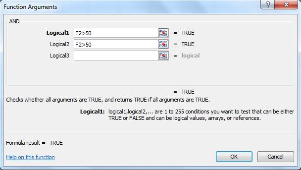 Logical1 Logical2 Η συνθήκη (τιμή ή έκφραση) που μπορεί να πάρει την τιμή TRUE (αληθής) ή FALSE