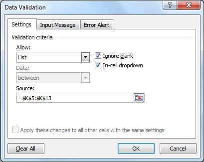 Data tools 4. Από το πτυσσόμενο βελάκι Data Validation 5.