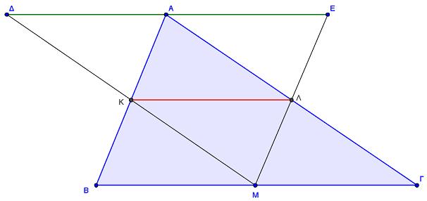 Το είναι παραλληλόγραμμο αφού / / / / επειδή το ενώνει τα μέσα δύο πλευρών του τριγώνου. Άρα. / / 6 Από 5, 6 / / / /. Ομοίως / / / /.