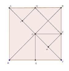 απέναντι γωνίες του, άρα είναι εγγράψιμο. ΘΕΜΑ 3806 Δίνεται το τετράγωνο AB. Στη διαγώνιο A θεωρούμε σημεία I, O, H ώστε AI IO OH H.