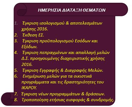 ΕΓΓΡΑΦΗ ΔΙΑΓΡΑΦΗ ΜΕΛΩΝ Η εγγραφή των νέων μελών εγκρίνεται από την επόμενη Γενική Συνέλευση.