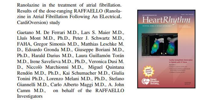 The purpose of this study (238pts) was to assess the safety and efficacy of ranolazine in the prevention of AF recurrence after