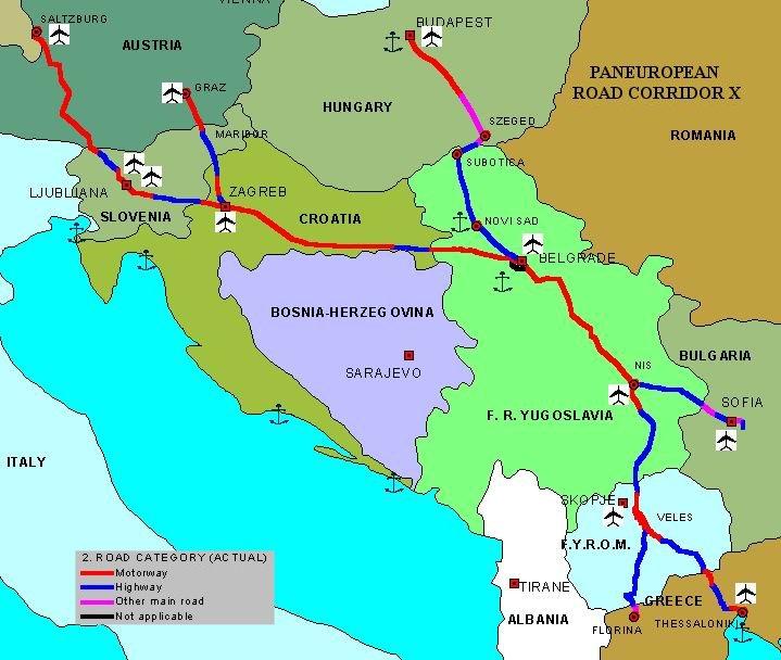 Τεχνική υποστήριξη της διεθνούς συνεργασίας για τον Πανευρωπαϊκό Άξονα Χ 27 Χάρτης 6.1:
