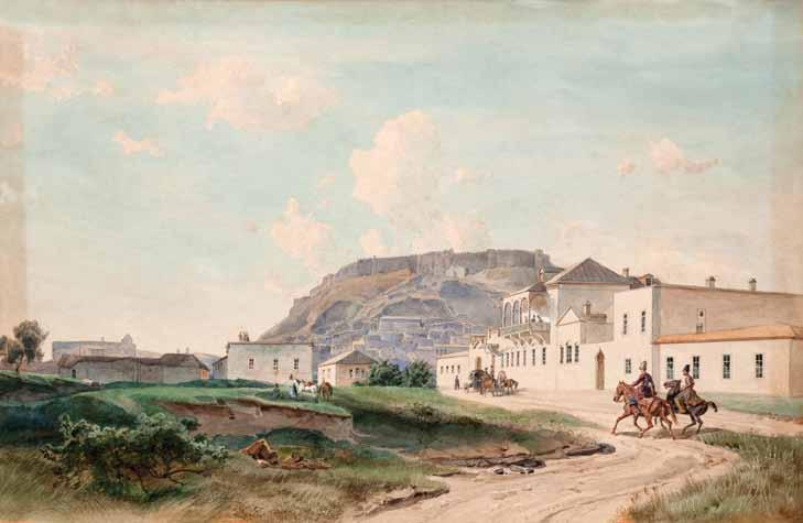 fridrix frisi. gori, qaraldi. akvareli. zoma: 32X49 sm. zugdidis dadianebis sasaxleebi. Frederic Frisch. Gori.