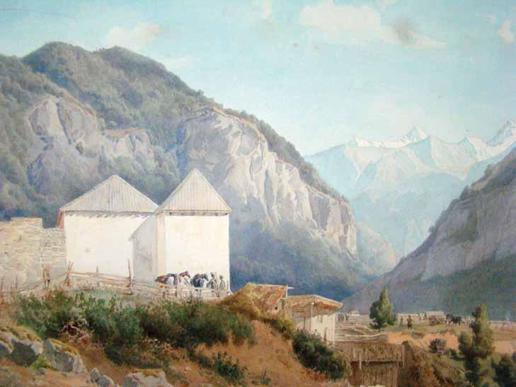 fridrix frisi. sadguri fasanauri saqartvelos samxedro gzaze. 24 seqtemberi. qaraldi. akvareli. zoma: 30X48 sm. zugdidis dadianebis sasaxleebi.
