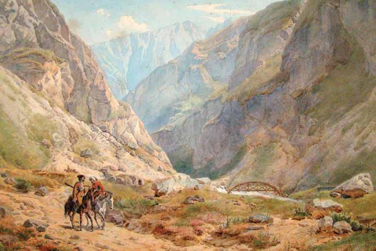 fridrix frisi. darialis xeoba. qaraldi, akvareli. zoma: 35X49 sm. zugdidis dadianebis sasaxleebi.