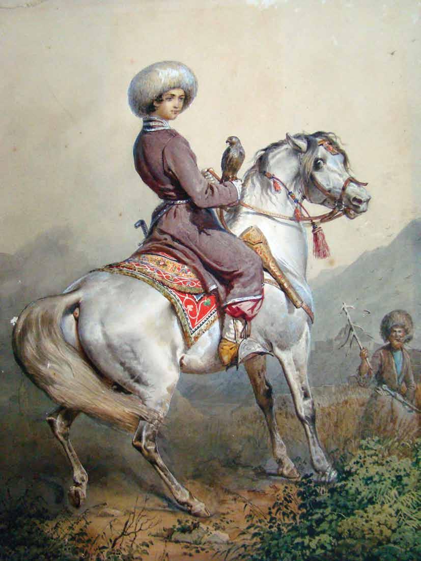 georg vilhem timmi (?) ibraim xan jeigutineli. qaraldi. akvareli. zoma: 22X29 sm. (jeigutini Tanamedrove yaracaevo-cerqezetis ert-erti raioni).