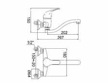Mitigeur d'evier douchette extractible avec bec mobile et flexibles d'alimentation 44-016-01 106,70