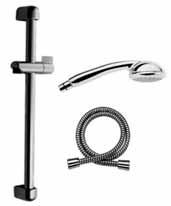 Wandstangen-Sets Moritz bestehend aus/consisting of/consistant en: Wandstange IVO 900 mm, Handbrause Sky (5-fach verstellbar), Brauseschlauch (021) Sliding bar IVO 900 mm, hand shower Sky,