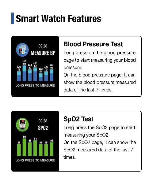 Λειτουργίες Smart watch Στο μενού Blood Pressure test πατήστε παρατεταμένα για