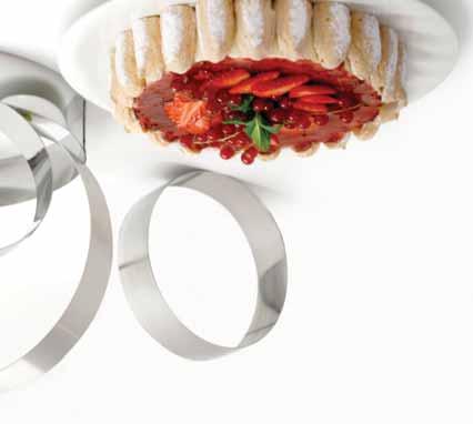 φόρμες st. steel με αποσπώμενα πλαϊνά st. steel long mould for yule log with removable ends *25.00269 φόρμα στρογγυλή 3206.30 round mould 30 cm 6,5 cm 21,02 *25.