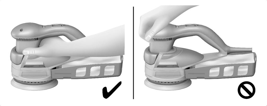2. Καθοδηγήστε το εργαλείο με τα δύο χέρια από τη χειρολαβή και την ενσωματωμένη πρόσθετη χειρολαβή. Αντί της ενσωματωμένης πρόσθετης χειρολαβής μπορεί επίσης να χρησιμοποιηθεί η λαβή-οδηγός. 5.