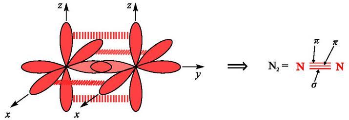 Το μόριο του Ν 2 Z = 7 [Ν] = 1s 2 2s 2 2p x1 2p y1 2p z 1 Τριπλός δεσμός Σύγκριση βασικών ιδιοτήτων τριών μη πολικών διατομικών μορίων