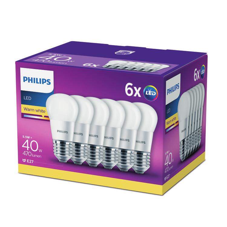 PHILIPS LED Luster 5,5 W (40 W) E27 Ζεστό λευκό Χωρίς ρύθμιση έντασης Φως που είναι ευχάριστο για τα μάτια