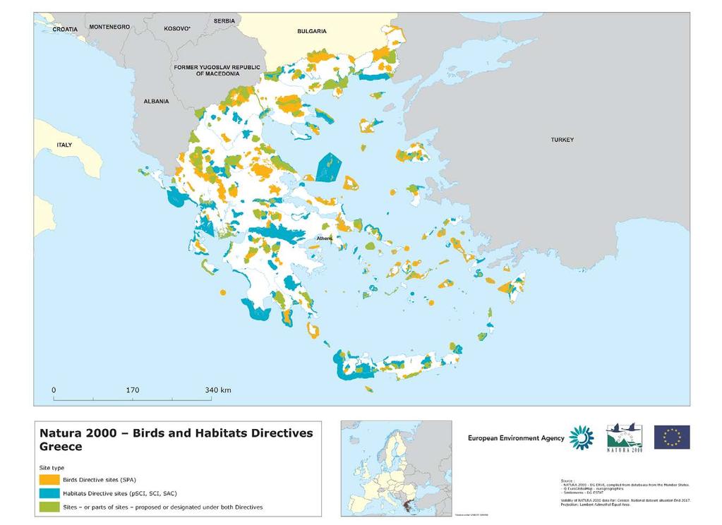 446 περιοχές Natura 2000: 265 TΚΣ/ ΕΖΔ - 207 ΖΕΠ ~27.