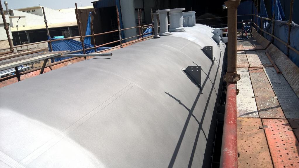aluminum (T.S.A) on stell Surfaces vessels tanks pipes.