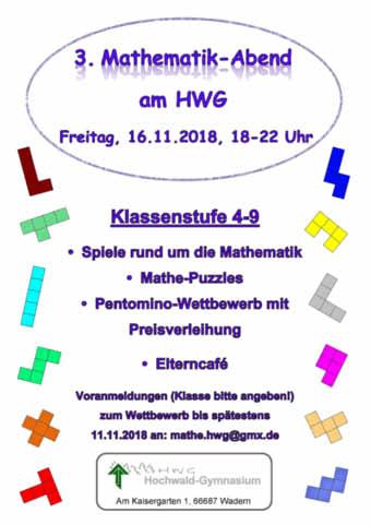 Nohfelden - 10 - Ausgabe 43/2018 Mathematik-Abend am Hochwald-Gymnasium Am Freitag, dem 16.11.