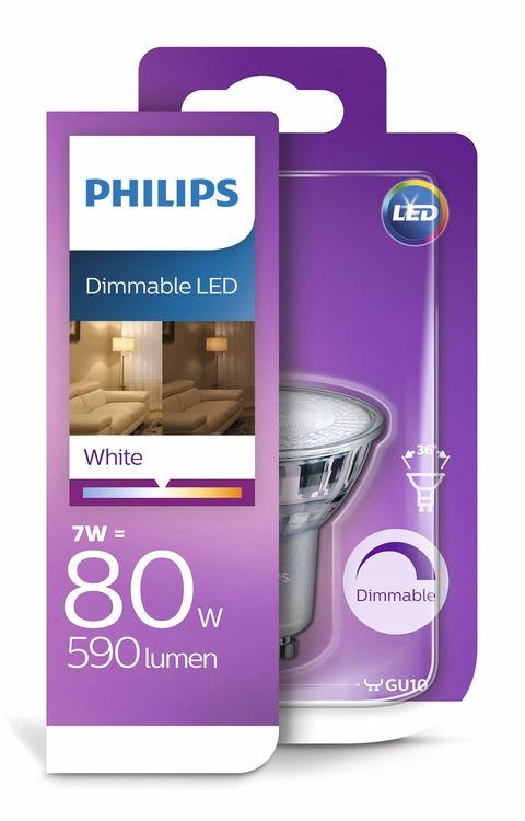 PHILIPS LED Σποτ (με ρύθμιση έντασης) GU10 Λευκό Ρύθμιση έντασης Αυτό που κρύβεται στο εσωτερικό κάνει τη διαφορά!