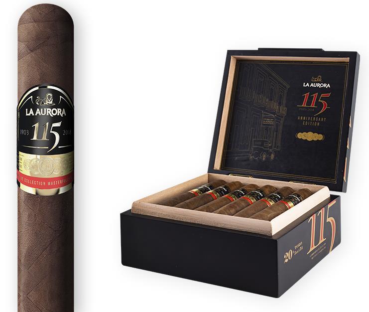 La Aurora 115 Anniversary Η La Aurora γιορτάζει τα 115 χρόνια της στην αγορά των χειροποίητων πούρων με τον τρόπο που ξέρει καλύτερα: τη νέα σειρά 115 Anniversary Edition Ένα επετειακό χαρμάνι που
