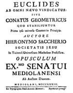 Η προσπάθεια απόδειξης του αξιώματος από τον Saccheri Gerolamo Saccheri (1667-1733) Ιησουίτης ιερέας Καθηγητής μαθηματικών στο Πανεπιστήμιο της Πάβια στην Ιταλία.