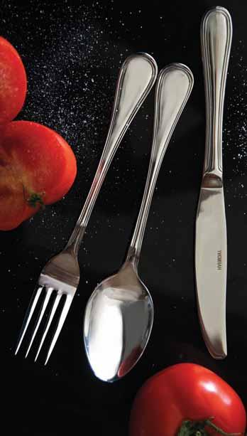 Harmony 18/0 3 mm 18/10 4 mm Elegant νέο προϊόν 60.39380 μαχαίρι φαγητού table knife 22,9 cm 1,48 60.39381 πιρούνι φαγητού table fork 21 cm 0,96 60.39382 κουτάλι φαγητού table spoon 21 cm 0,96 60.