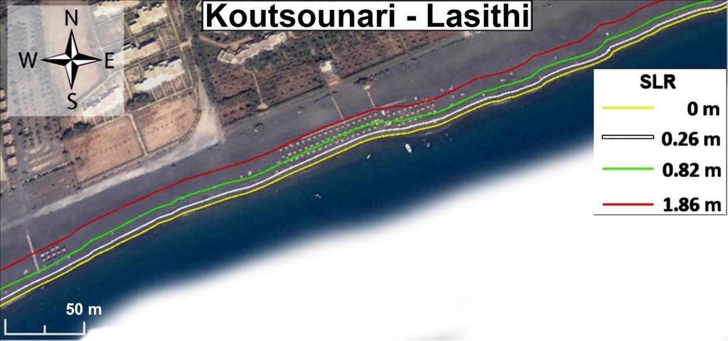 SLR (m) retreat (m) lost area (km 2 ) 0.26 3.4 0.01 0.82 9.6 0.02 1.