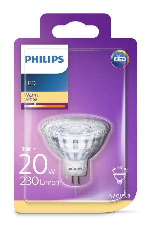 PHILIPS LED Σποτ 3 W (20 W) GU5,3 Ζεστό λευκό Χωρίς ρύθμιση έντασης Φως που είναι ευχάριστο για τα μάτια σας Η κακή ποιότητα φωτός μπορεί να προκαλέσει