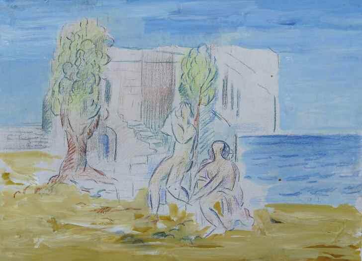 17 17. ΣΤΕΡΗΣ Γεράσιμος (1898-1987) Ζευγάρι στην ακτή Παστέλ υπογρμ. κ.α 22 30 εκ 800-1.