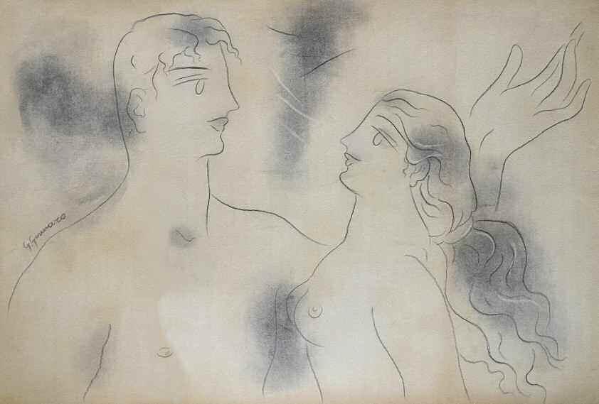 30. ΣΙΚΕΛΙΩΤΗΣ Γεώργιος (1917-1984) Νεαρή μητέρα εν αναμονή Τέμπερα σε χαρτόνι 62 42 εκ υπγρμ κ.