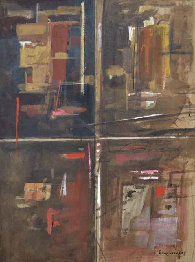 53. ΣΠΥΡΟΠΟΥΛΟΣ Γιάννης (1912-1990) Χωρίς τίτλο Λάδι σε ξυλοτεξ 80 60 εκ υπγρμ κ.δ SPYROPOULOS Yannis (1912-1990) No title Signed mixed media on board 80 60 cm 1.800-2.