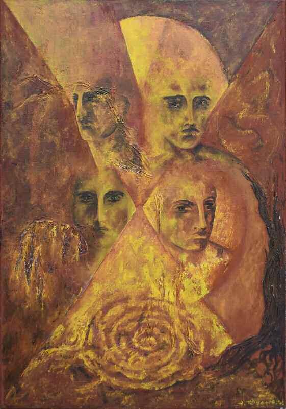 ΤΣΙΒΔΑΡΗ Αννα (1980;) Έκλεκτικές συγγένειες 2008 Λάδι/μικτή τεχν.σε καμβά 100 70 εκ υπγρμ κ.
