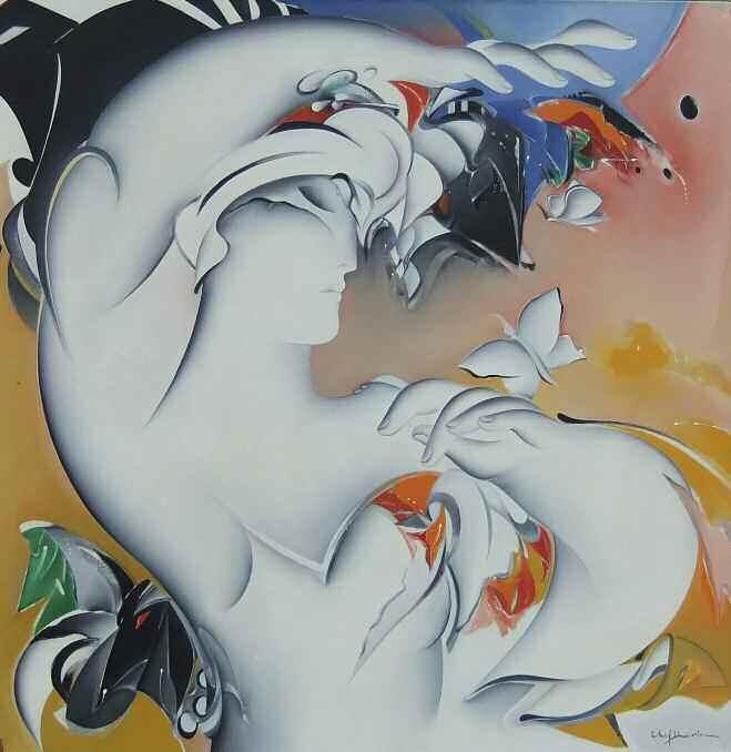 77. ΕΛΕΥΘΕΡΙΟΥ Λίλη (1947) Αρχαϊκή φιγούρα Λάδι σε καμβά 100 100 εκ υπγρμ κ.