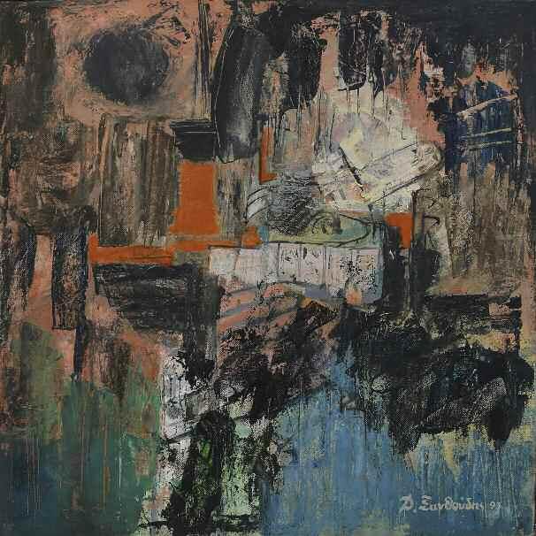 ΞΑΝΘΟΥΔΗΣ Δημήτριος (1917-2010) Αφηρημένη σύνθεση 1993 Λάδι σε καμβά 50 50 εκ υπγρμ & χρνλγμ κ.