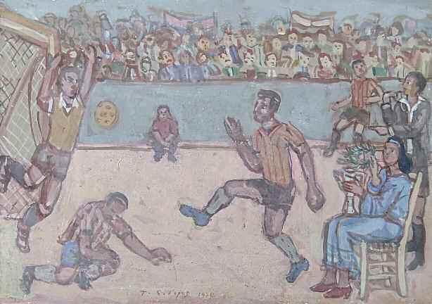 δ 500-700 SPATHARIS Evgenios (1924-2009) The karagiozis in Τhessaloniki 2004 Signed & dated tempera on