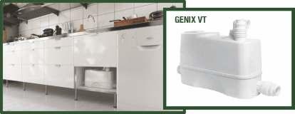 GENIX VT Νέα έκδοση για άντληση λυμάτων από κουζίνα ή μπάνιο.