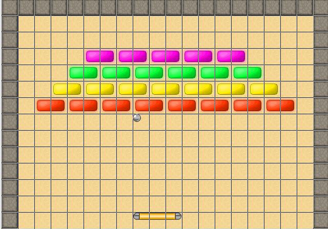 Το δεύτερο παιχνίδι ΤΟΥΒΛΑΚΙΑ Στο παιχνίδι υπάρχουν τουβλάκια διαφόρων χρωμάτων. Σκοπός του παιχνιδιού είναι να καταστραφούν όλα τα τουβλάκια.