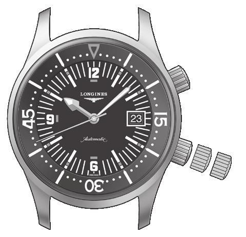Αυτοκουρδιζόμενα ρολόγια L633, L888 DIVER DATE 671 Δείκτης ωρών Περιστρεφόμενος δακτύλιος δύο κατευθύνσεων Δείκτης δευτερολέπτων Λεπτοδείκτης Κορώνα DIVER κλειδώματος/ ξεκλειδώματος του