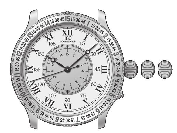 672 L699 THE LINDBERGH HOUR ANGLE WATCH Αυτοκουρδιζόμενα ρολόγια Δείκτης ωρών C Περιστρεφόμενη στεφάνη Δείκτης δευτερολέπτων 1 2 3 Λεπτοδείκτης Κορώνα 3 θέσεων AΚεντρικό καντράν ωρών, λεπτών,