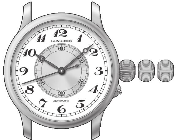 674 L699 THE LONGINES WEEMS SECOND-SETTING WATCH Αυτοκουρδιζόμενα ρολόγια Δείκτης ωρών Λεπτοδείκτης Κορώνα 3 θέσεων Δείκτης δευτερολέπτων Περιστρεφόμενο κεντρικό καντράν A 1 2 3 Κουμπί για το άνοιγμα
