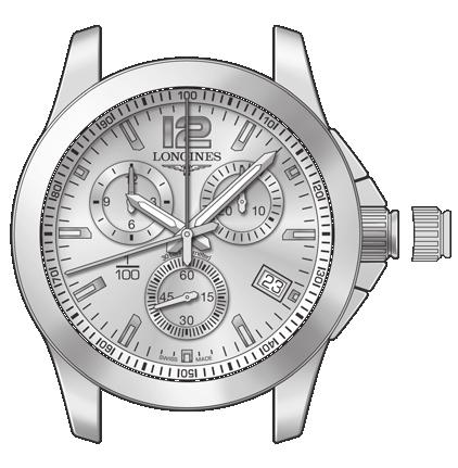 682 L440 Χρονογράφοι quartz 1. Μετρητής 1/100 του δευτερολέπτου του χρονογράφου (στο κέντρο): Με την κορόνα στη θέση 2,