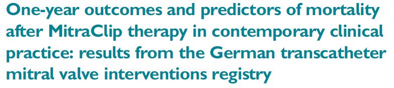 Διαδερμική θεραπεία ανεπάρκειας μιτροειδούς 828 ασθενείς με Mitral Clip - Παρακολούθηση: 1 έτος. Το 63% των ασθενών βελτίωσε τα συμπτώματα καρδιακής ανεπάρκειας στον 1 χρόνο (NYHA I ή II).