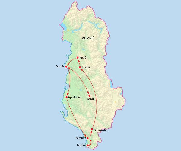 Familiereis ALBANIË 9 dagen Langs de Ionische kust Reiscode: Groepsgrootte: Aantal dagen: FEA 8-22 9 Uitgebreide routebeschrijving Route Welkom Nog maar enkele decennia geleden was Albanië het meest