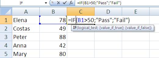 1. Κλικ στο κελί π.χ. C1 2. Κλικ στην καρτέλα Formulas 3.