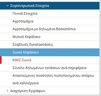 3. Συγκεντρωτικά Στοιχεία Γενικά Στοιχεία Αγροτεμάχια Αγροτεμάχια με δηλωμένα Βοσκοτόπια Φυτικό Κεφάλαιο Σταβλικές