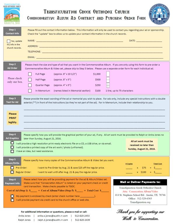 Due to publishing constraints, to be listed as a Godparent in our Consecration Service program, the pledge form submissions are required by October 30, 2016.
