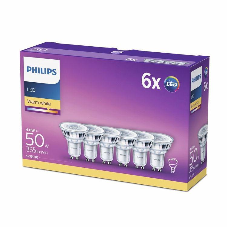 PHILIPS LED Σποτ 4,6 W (50 W) GU10 Ζεστό λευκό Χωρίς ρύθμιση έντασης Φως που είναι ευχάριστο για τα μάτια σας Η κακή ποιότητα φωτός μπορεί να