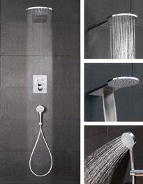 ντουζ showers duo metal Επιτοίχιο ντουζ υδροθεραπείας 2 λειτουργιών: βροχής & καταρράκτη Θερμοστατικό χειριστήριο εντοιχισμού με πλακέτα δύο δρόμων 20cm χ 20cm Θερμοστατικό χειριστήριο εντοιχισμού με