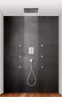 2-circuit board 20 x 20cm Thermostatic wall-mounted control with a 3-circuit board 16cm x 22cm Wallmounted shower support with spout, hose & hand shower Χρωμέ Chrome metal Ντουζ οροφής με μεμβράνες