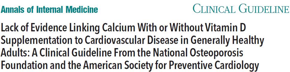 Καρδιαγγειακή βλάβη από χορήγηση ασβεστίου; Σύσταση: The National Osteoporosis Foundation και η American Society for Preventive Cardiology υιοθετούν την θέση ότι υπάρχει μέτριας ποιότητας ένδειξη (B