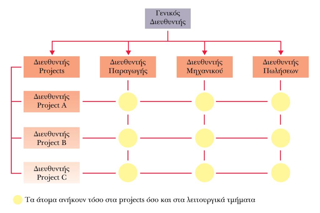 Η δοµή πλέγµατος σε µια µικρή επιχείρηση µε πολλά projects. Management 10/e - Κεφάλαιο 9 27 Πιθανά πλεονεκτήµατα των δοµών πλέγµατος: l Καλύτερη συνεργασία µεταξύ των λειτουργιών.